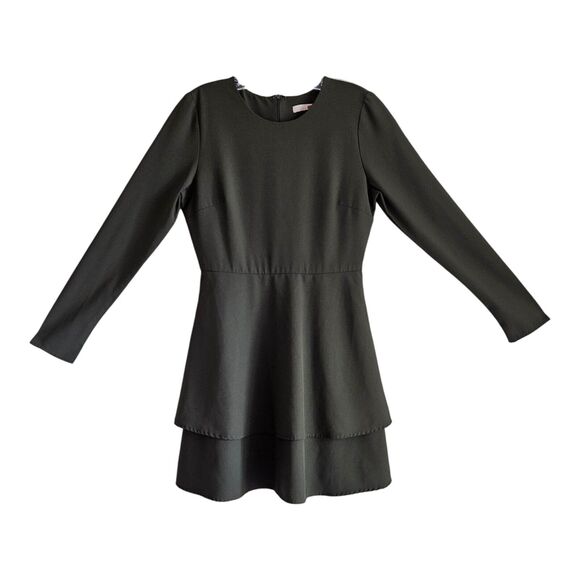 ANTHROPOLOGIE HUTCH Size 8 Cami Dress Olive Green Fit & Flare Long Sleeve Lined - Picture 1 of 8